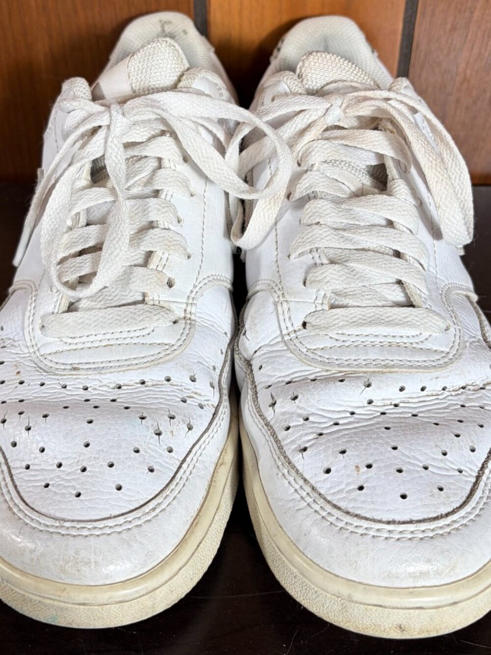Size 9 - Nike Court Vision Low Leopard Swoosh - White Womens Sneakers - Picture 5 of 11